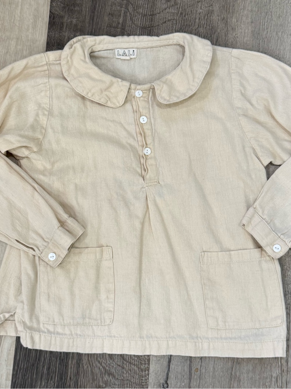 Lali Girls' Cream Long-Sleeve Button Polo Top